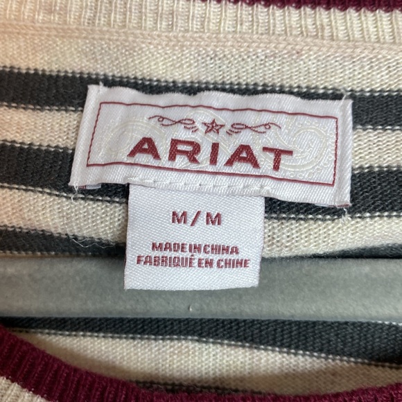 Ariat Women's green and cream Striped Sweater. Size medium. Cactus embroidery. - Picture 3 of 6